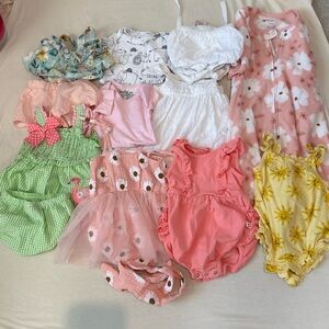 Girls Mixed Outfit Bundle - Pink, Coral, Yellow & Green